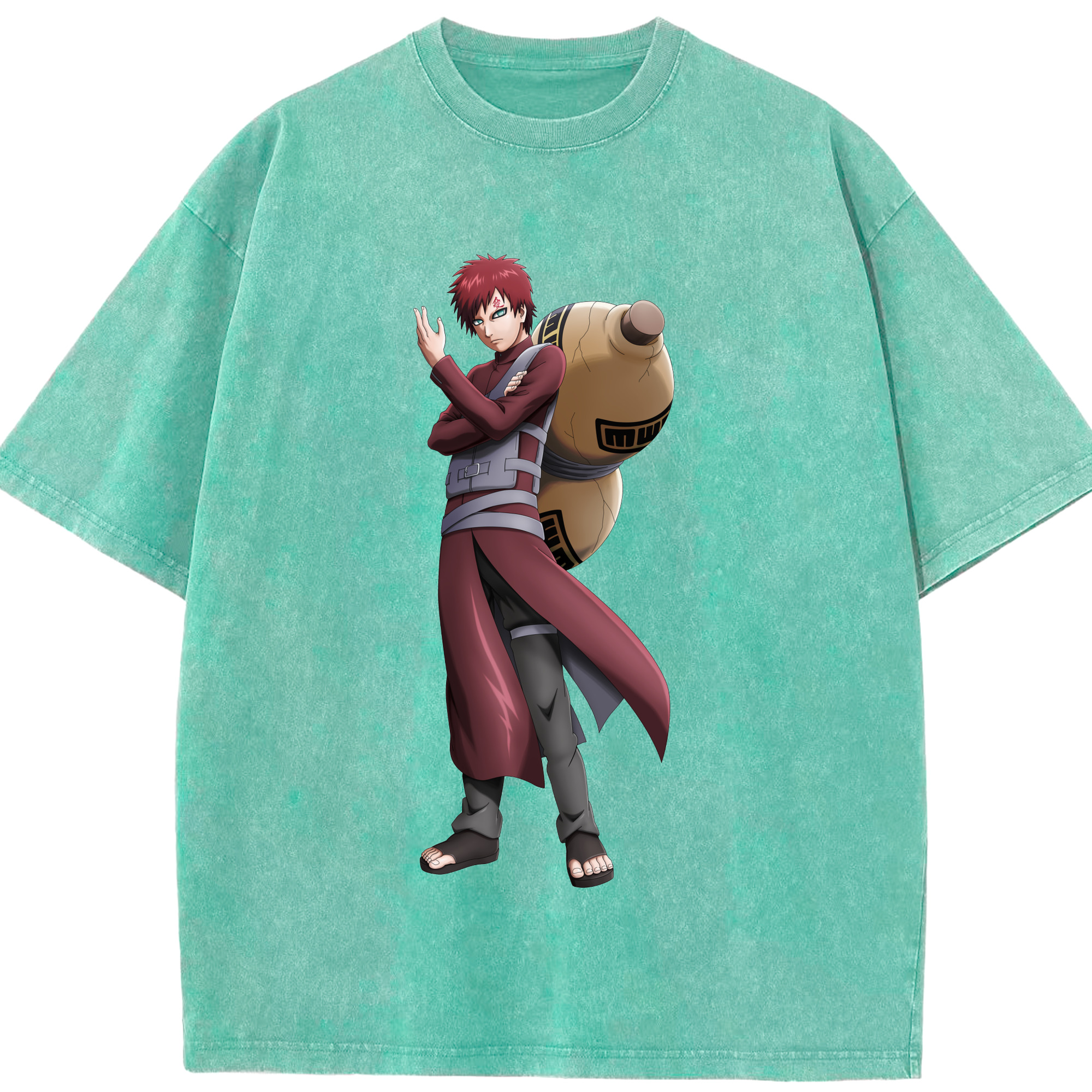 （画像用） NARUTO -ナルト- ガアラ Gaara 綿100% ヴィンテージ風 半袖Tシャツ（フロントプリント）